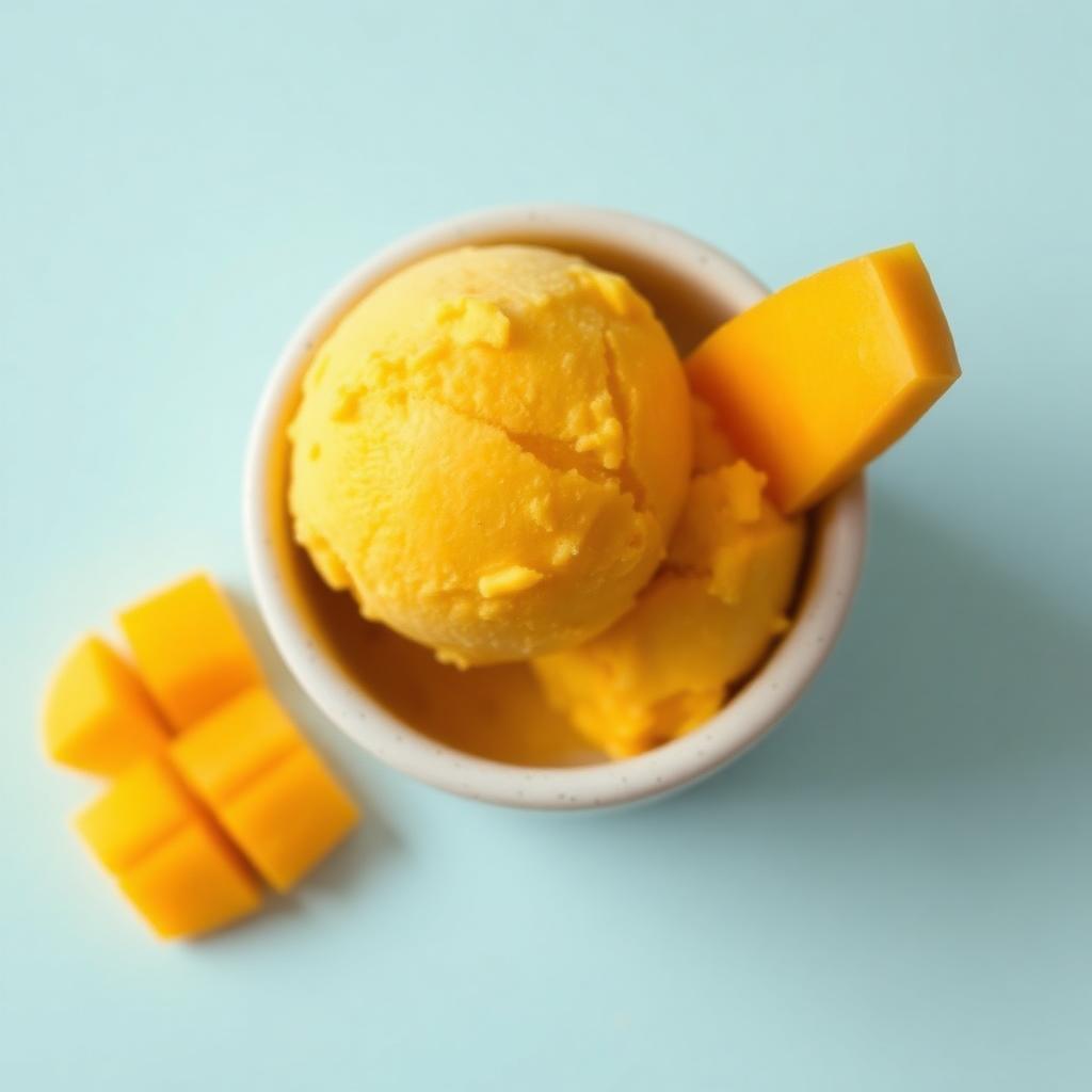 Helado artesanal de Mango Leche con mango piqueño